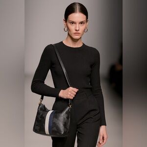 Zina Kao Leather Shoulder Handbag in‎ Metallic Stripe Camo Modern, Sleek